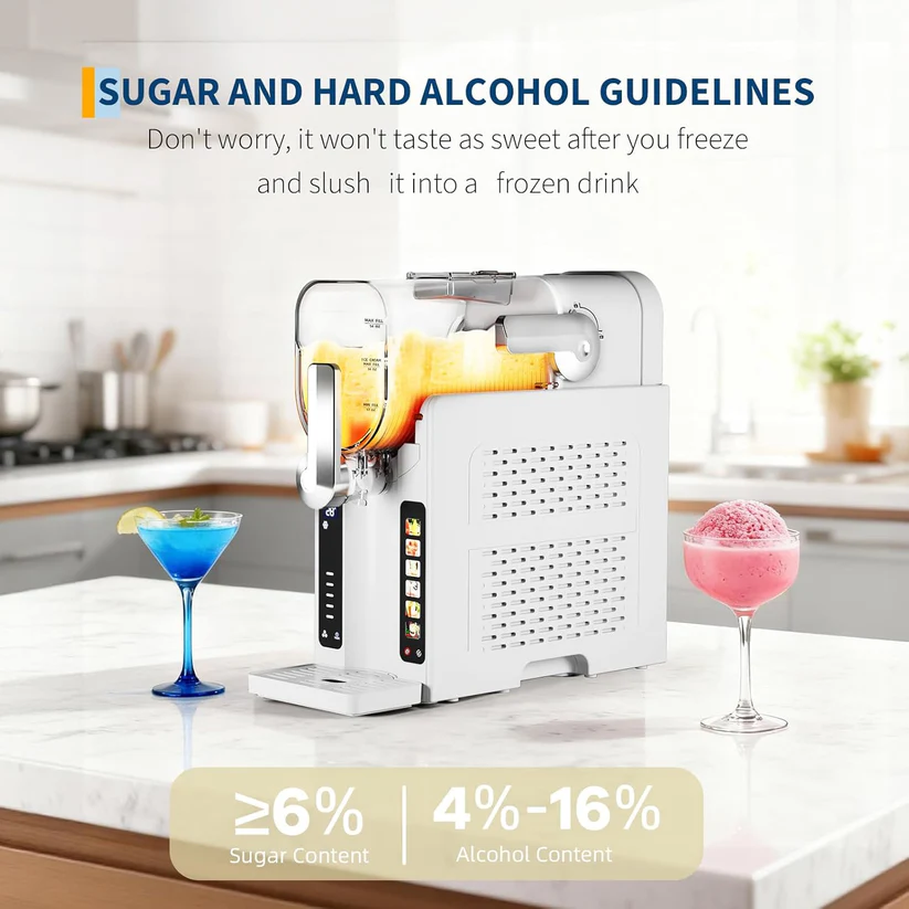 Slushie Machine - All-in-One Slushy Maker for Home with LED Display, Auto-Clean, No Ice Needed, and 6 Preset Programs for Frozen Margaritas, 