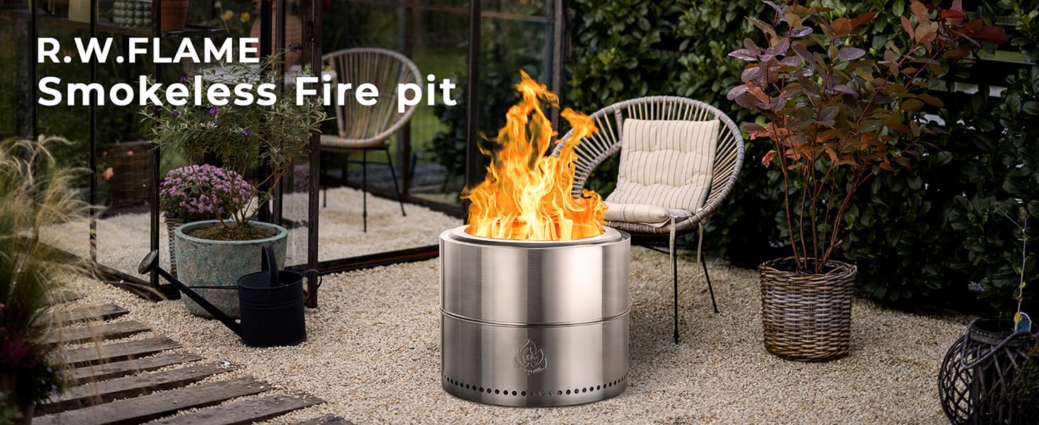 19.5 inch Outdoor Fire Pit, Bonfire 2.0 Smokeless Fire Pit, Portable Stainless Steel Firepit, Wood Burning Low Smoke Pit for Outside Patio Camping with Carry Bag