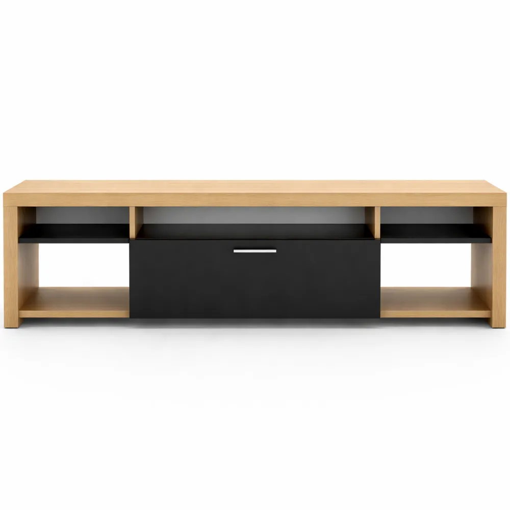 Ensemble de Meuble TV Moderne 140 cm avec Placard Noir