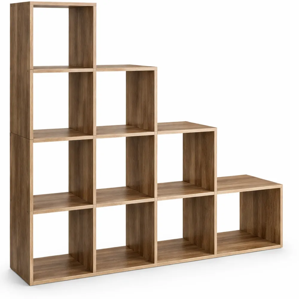 Étagère à 10 Compartiments avec Casiers Ouverts pour Salon et Bureau