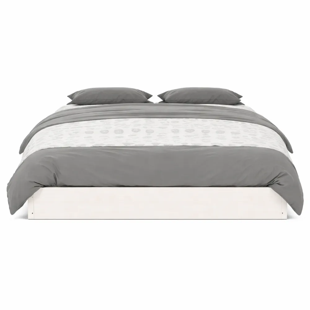 Lit Simple avec Sommier à Lattes en Bois de Pin, Design Moderne, Blanc 90x190 cm