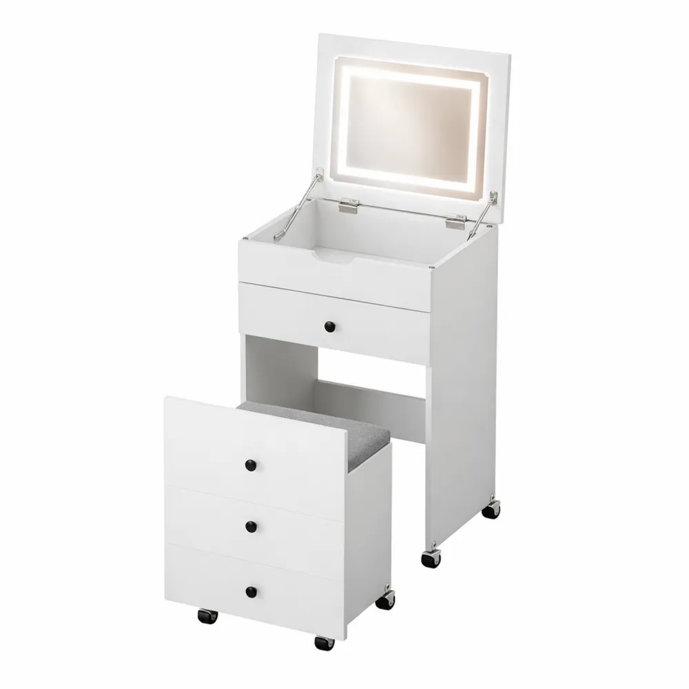 Coiffeuse Moderne avec Miroir et Lumière Réglable