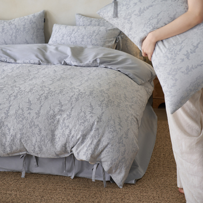 100% Linen Duvet Cover Set - Jade Bloom Collection