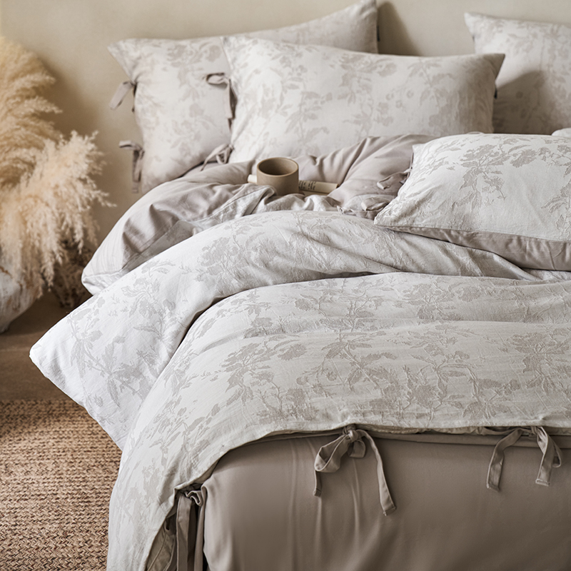 100% Linen Duvet Cover Set - Wabi-Sabi Floral Whisper Collection