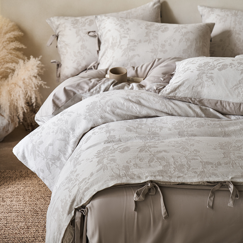 100% Linen Duvet Cover Set - Wabi-Sabi Floral Whisper Collection