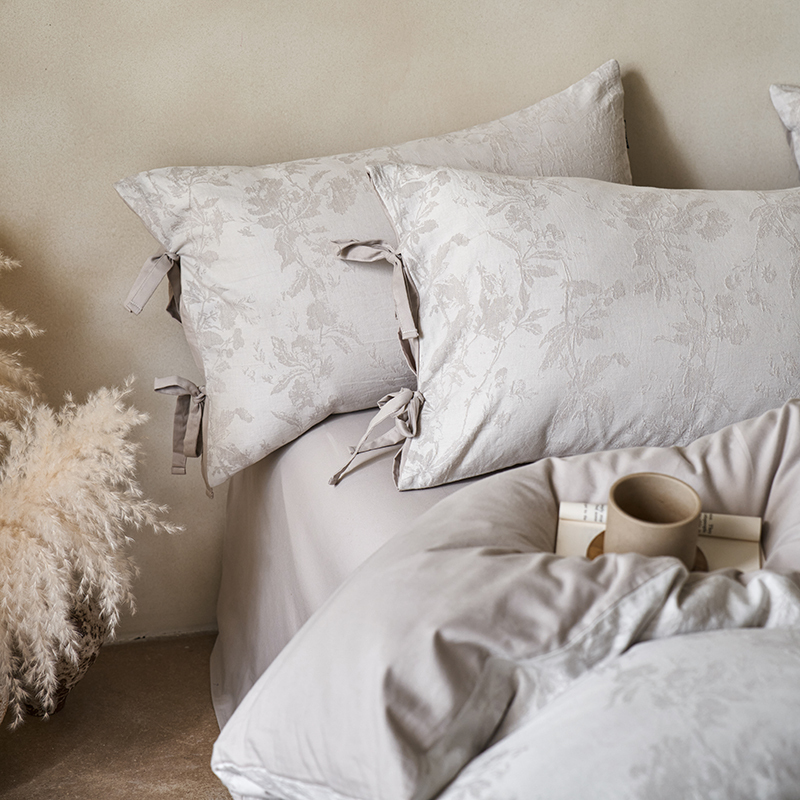 100% Linen Duvet Cover Set - Wabi-Sabi Floral Whisper Collection