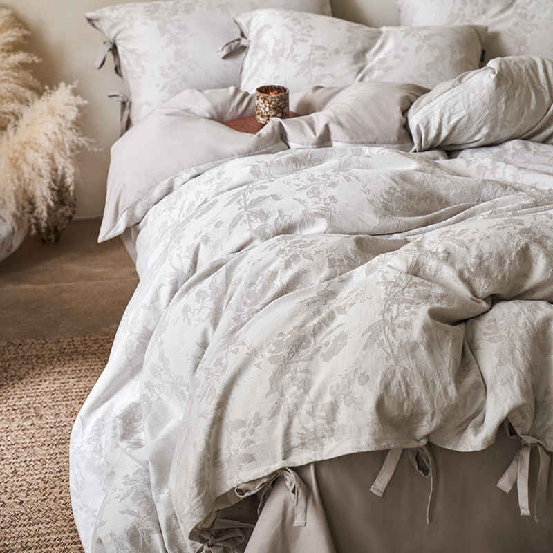 100% Linen Duvet Cover Set - Wabi-Sabi Floral Whisper Collection