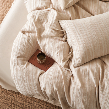 100% Linen Duvet Cover Set - Minimal Natural