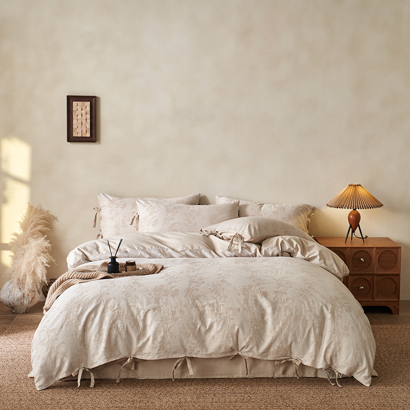 100% Linen Duvet Cover Set - Wabi-Sabi Floral Whisper Collection