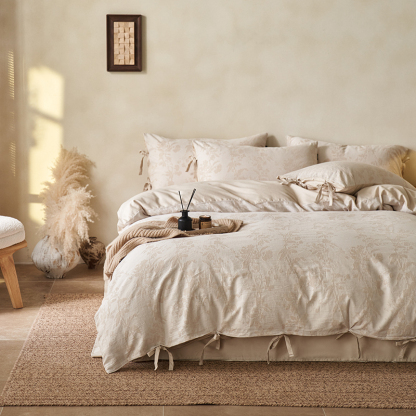 100% Linen Duvet Cover Set - Wabi-Sabi Floral Whisper Collection