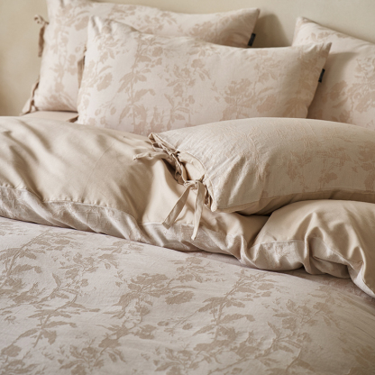 100% Linen Duvet Cover Set - Wabi-Sabi Floral Whisper Collection