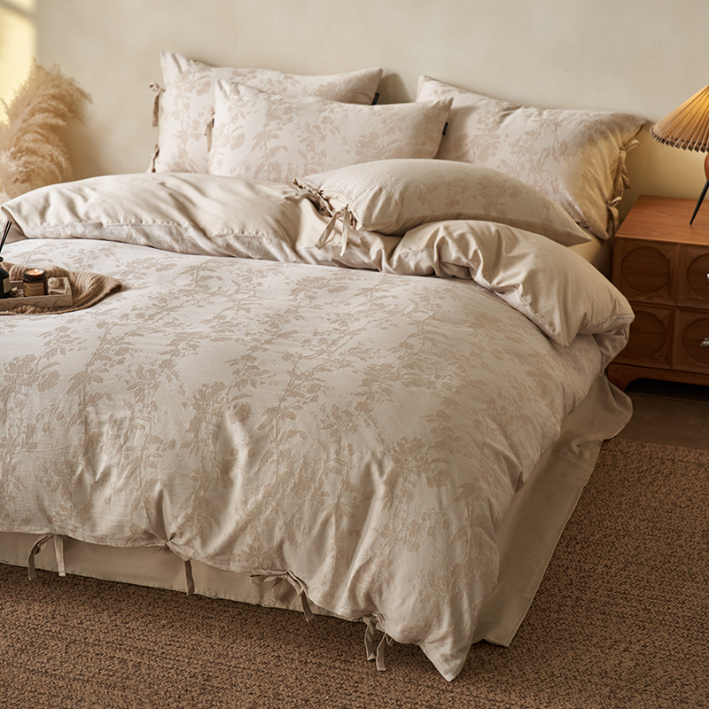 100% Linen Duvet Cover Set - Wabi-Sabi Floral Whisper Collection