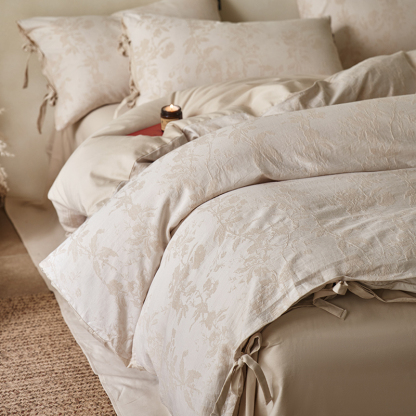 100% Linen Duvet Cover Set - Wabi-Sabi Floral Whisper Collection