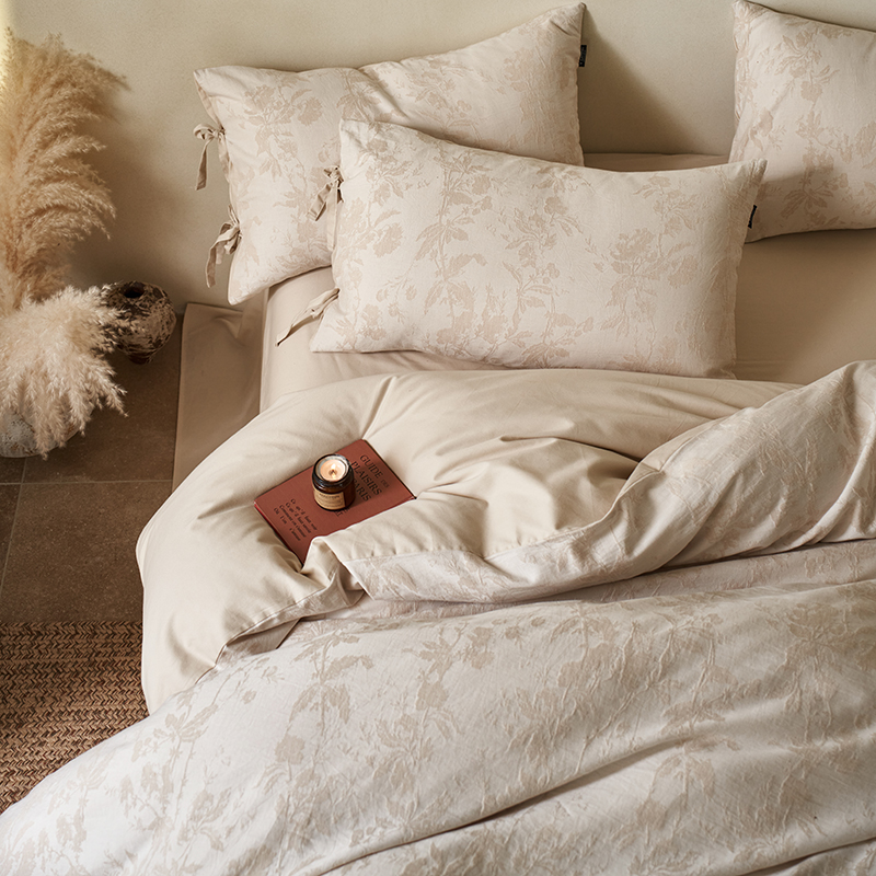 100% Linen Duvet Cover Set - Wabi-Sabi Floral Whisper Collection