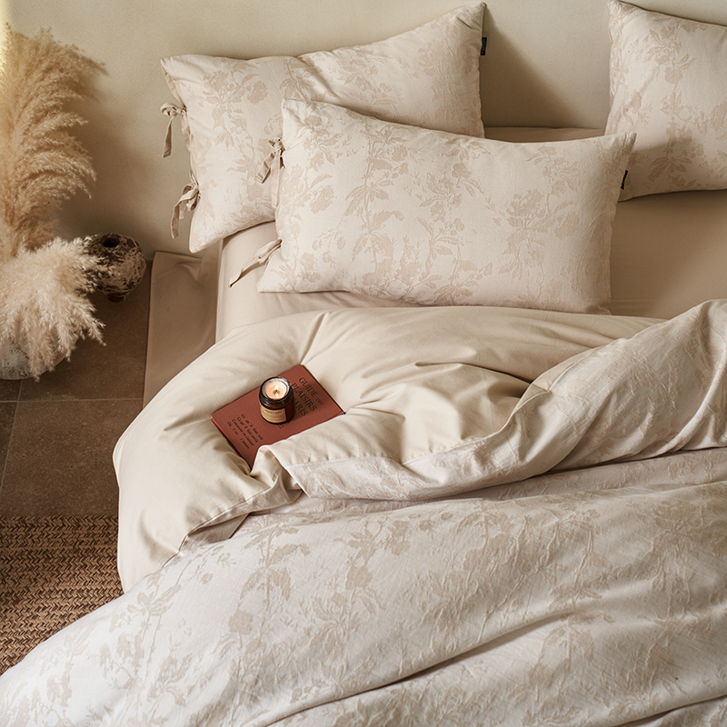 100% Linen Duvet Cover Set - Wabi-Sabi Floral Whisper Collection