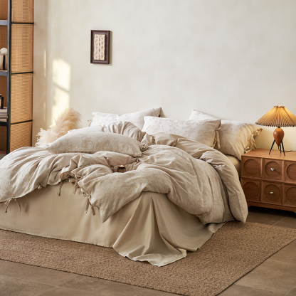 100% Linen Duvet Cover Set - Wabi-Sabi Floral Whisper Collection