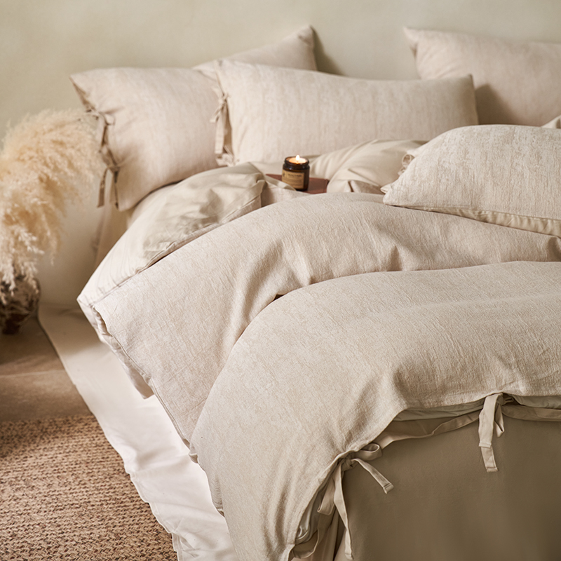 100% Linen Duvet Cover Set - Mottled Linen Collection