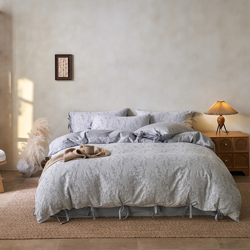 100% Linen Duvet Cover Set - Jade Bloom Collection