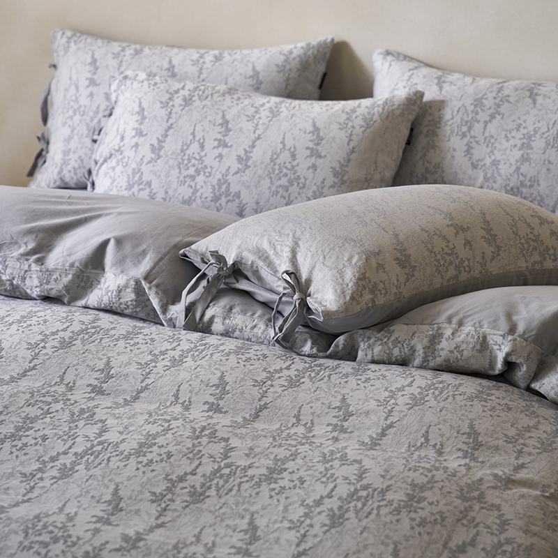 100% Linen Duvet Cover Set - Jade Bloom Collection