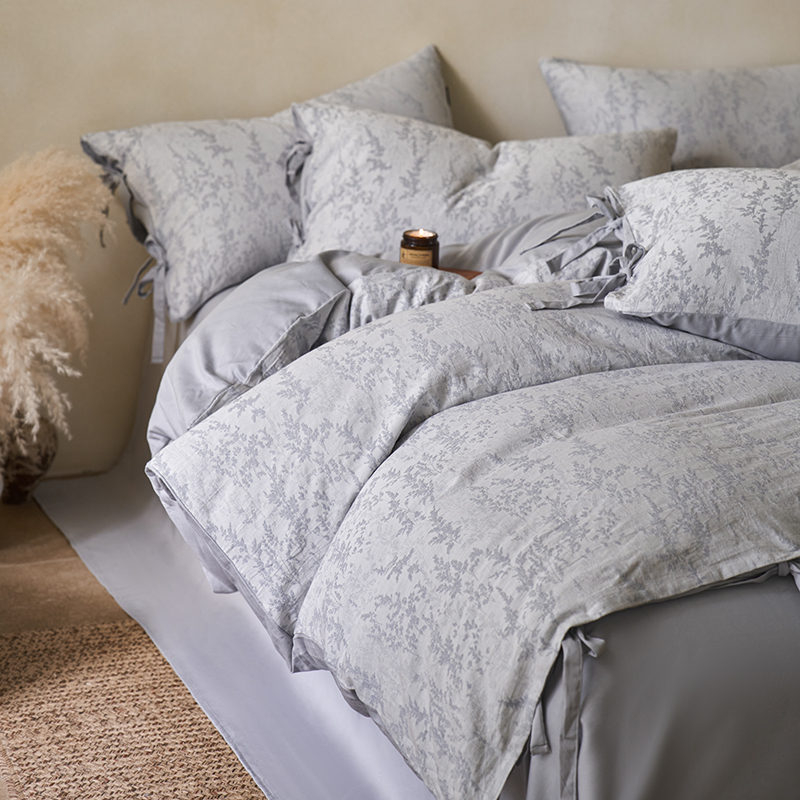 100% Linen Duvet Cover Set - Jade Bloom Collection