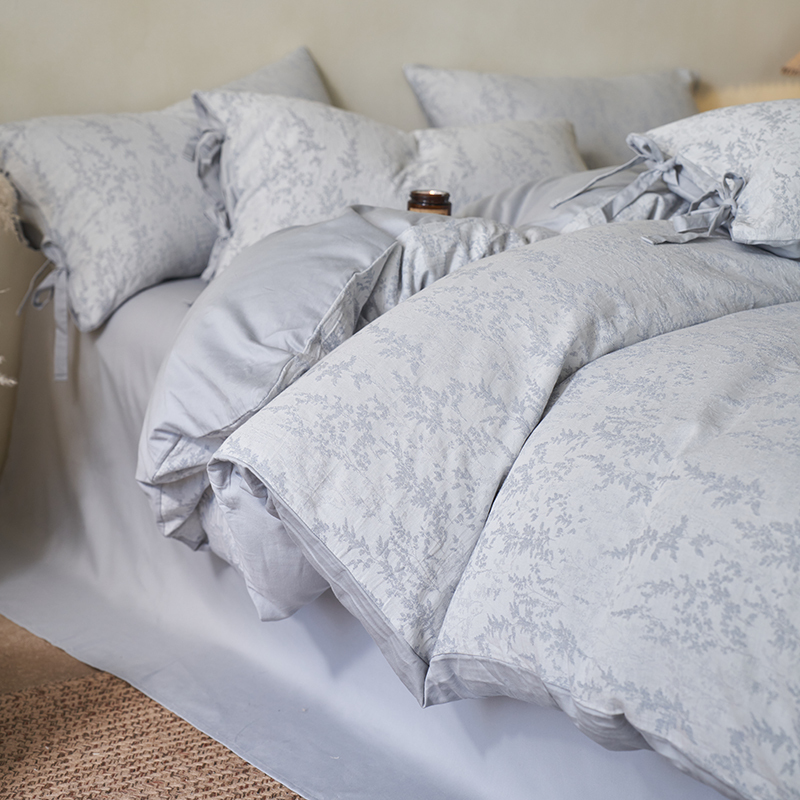 100% Linen Duvet Cover Set - Jade Bloom Collection