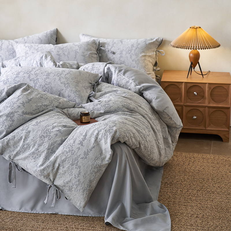 100% Linen Duvet Cover Set - Jade Bloom Collection