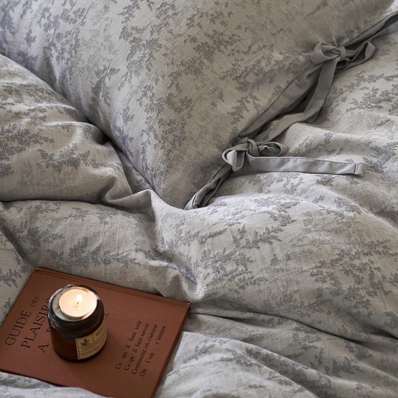 100% Linen Duvet Cover Set - Jade Bloom Collection