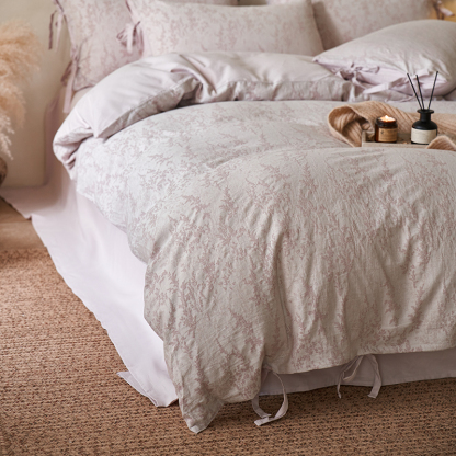 100% Linen Duvet Cover Set - Jade Bloom Collection