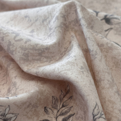 Floral Grace Grey Cotton Bedding Set