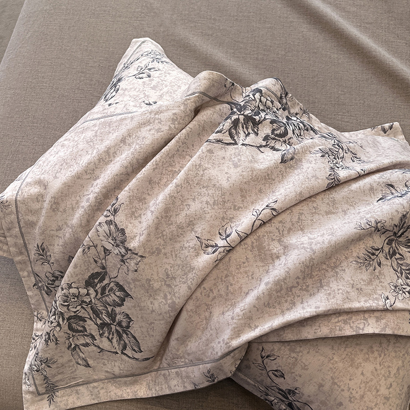 Floral Grace Grey Cotton Bedding Set