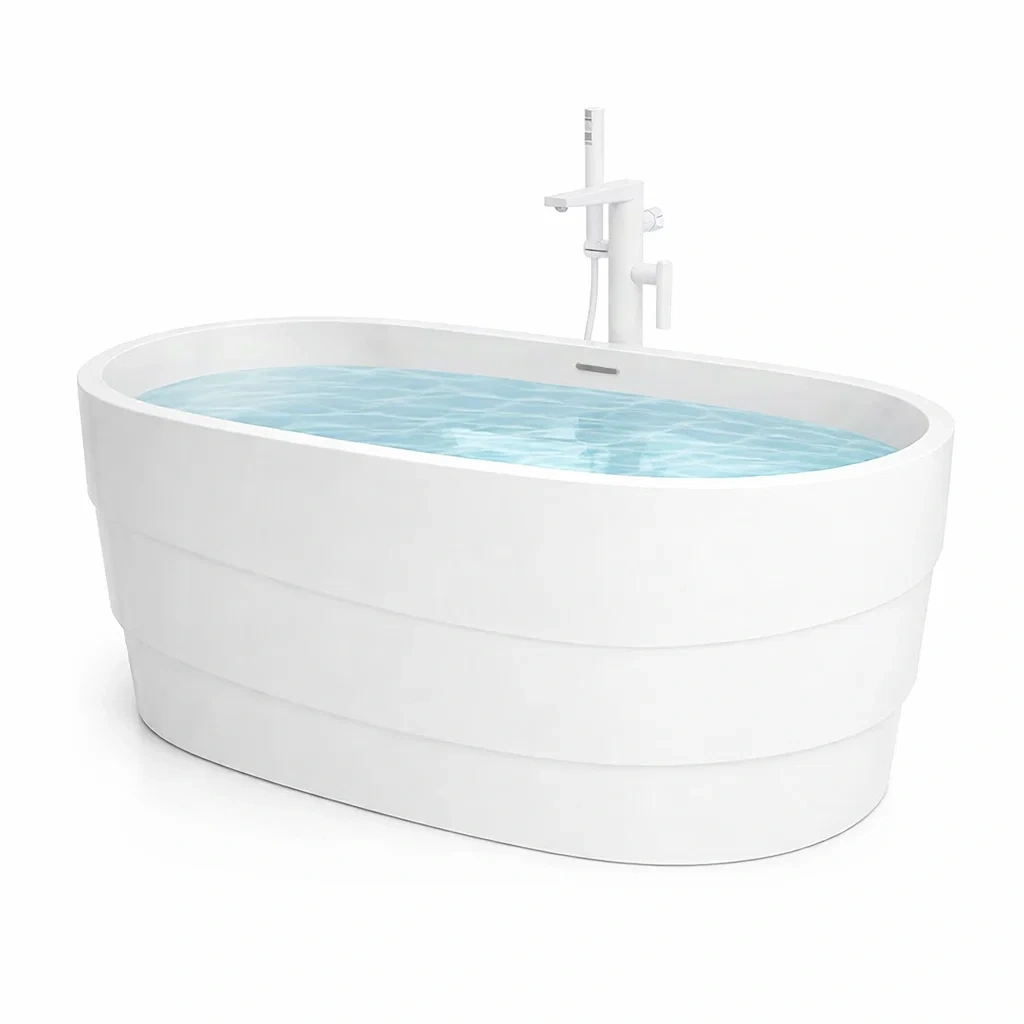 Baignoire îlot ovale en acrylique blanc 170 x 80 x 60 cm-DREAMNESTLIVING