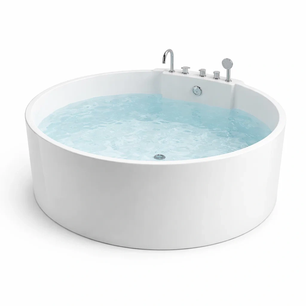 Baignoire îlot ronde en acrylique blanc-DREAMNESTLIVING