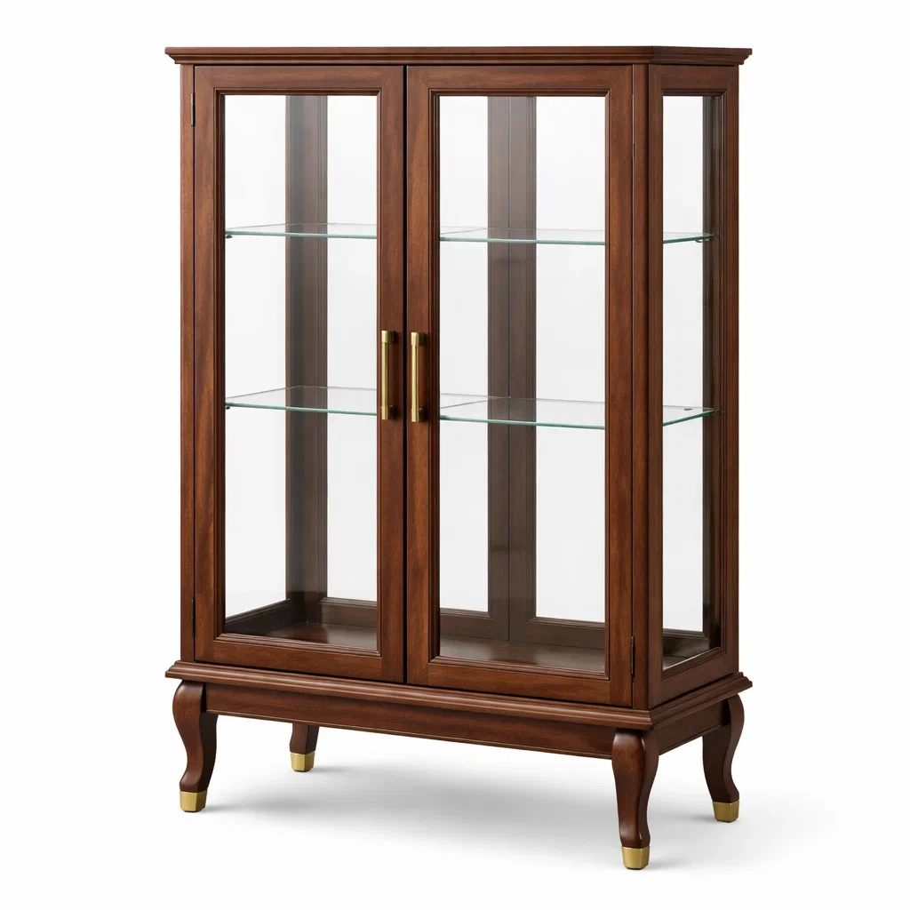 Vitrine en bois avec portes en verre trempé-DREAMNESTLIVING