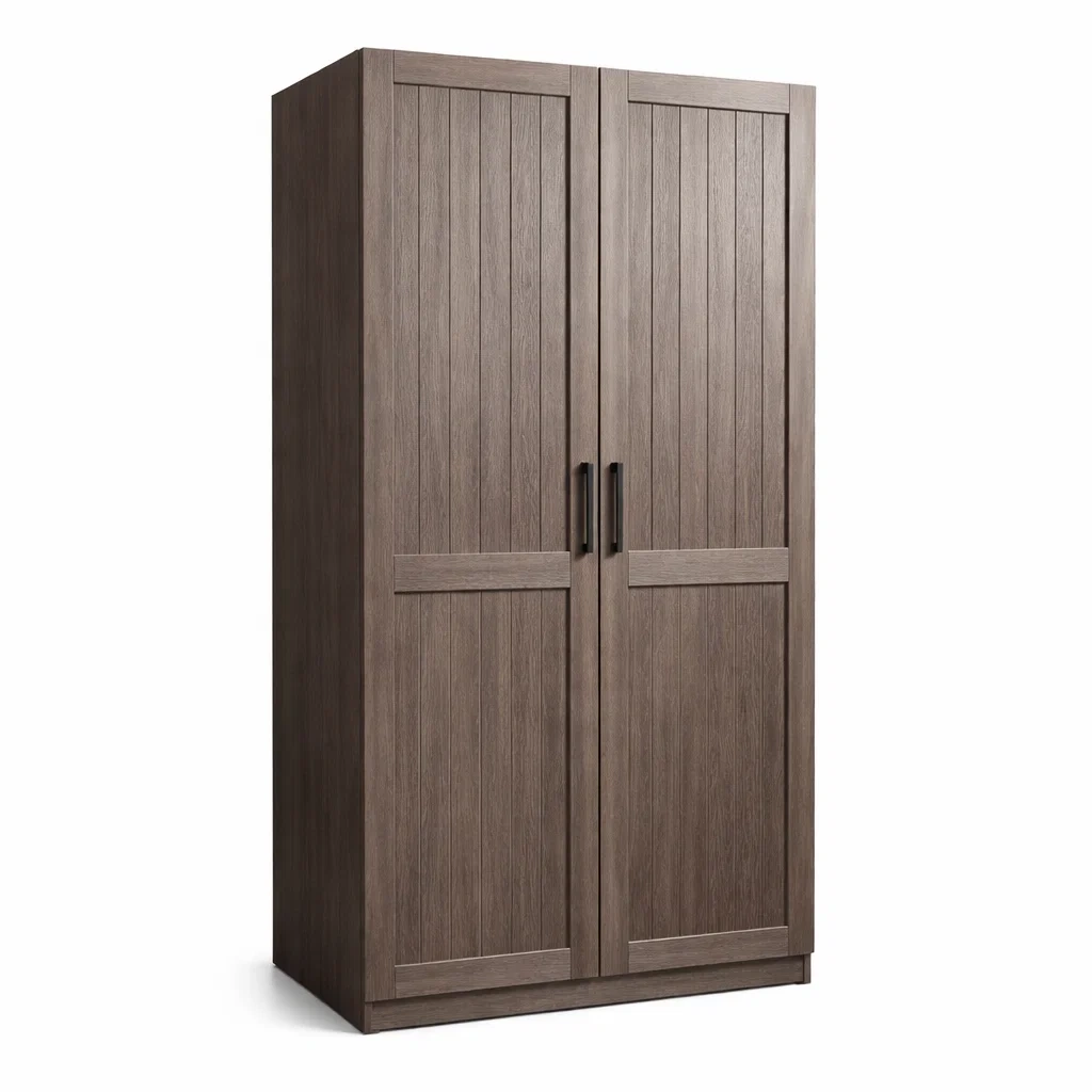 Armoire en bois MDF brun 2 portes-DREAMNESTLIVING
