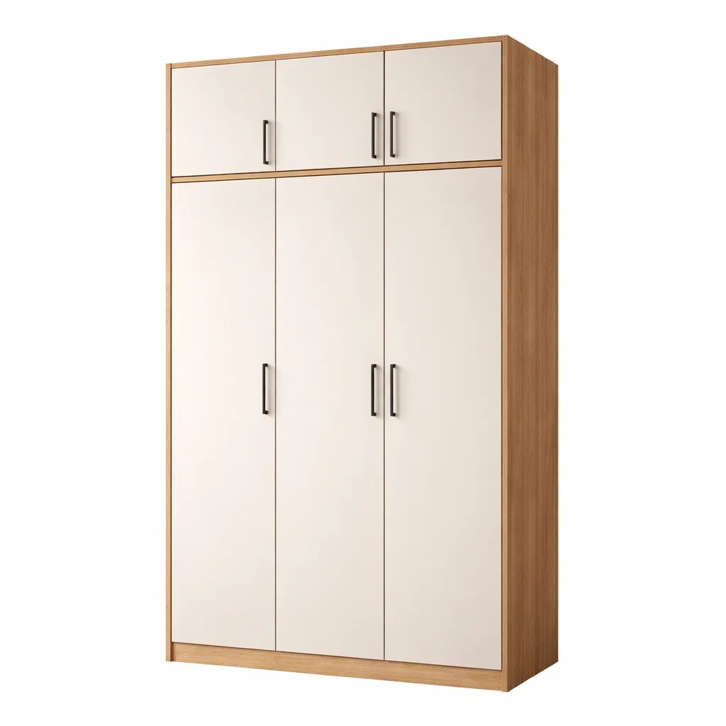 Armoire en panneaux de particules blanc et bois 200 x 120 x 60 cm-DREAMNESTLIVING