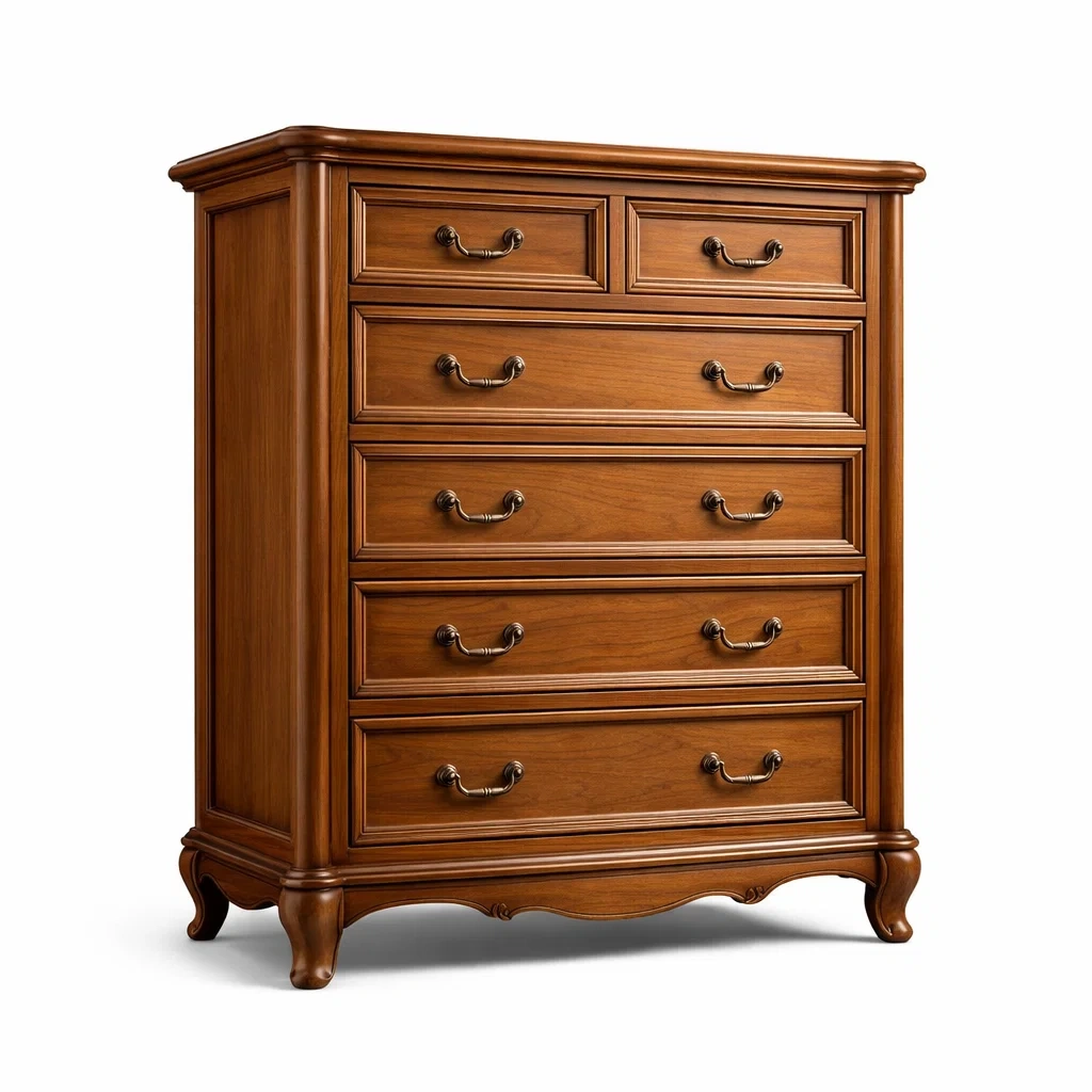 Commode en bois massif marron avec tiroirs-NESTLUXELIVING
