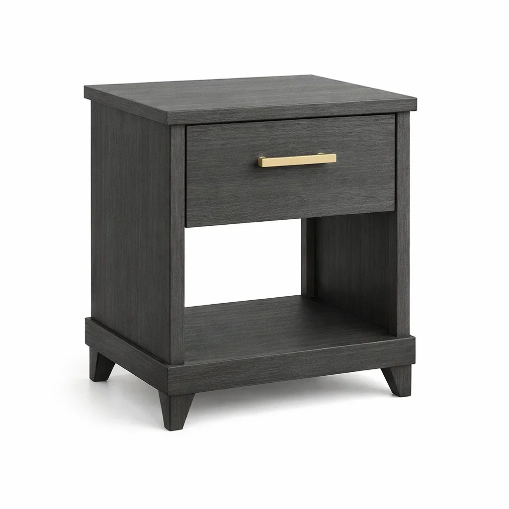 Table de chevet en bois noir avec tiroir-DREAMNESTLIVING