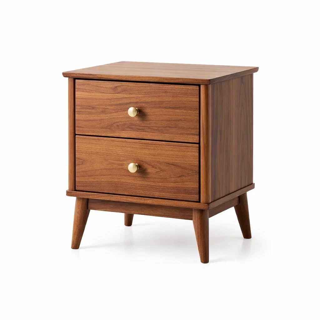 Table de chevet en bois avec poignées en laiton-DREAMNESTHOME