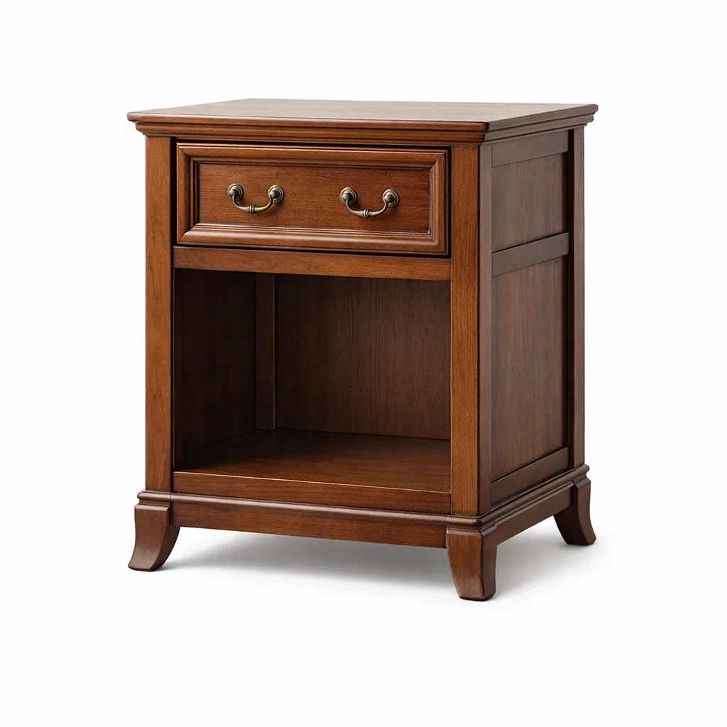 Table de chevet en bois de noyer avec tiroir et étagère-DREAMNESTLIVING