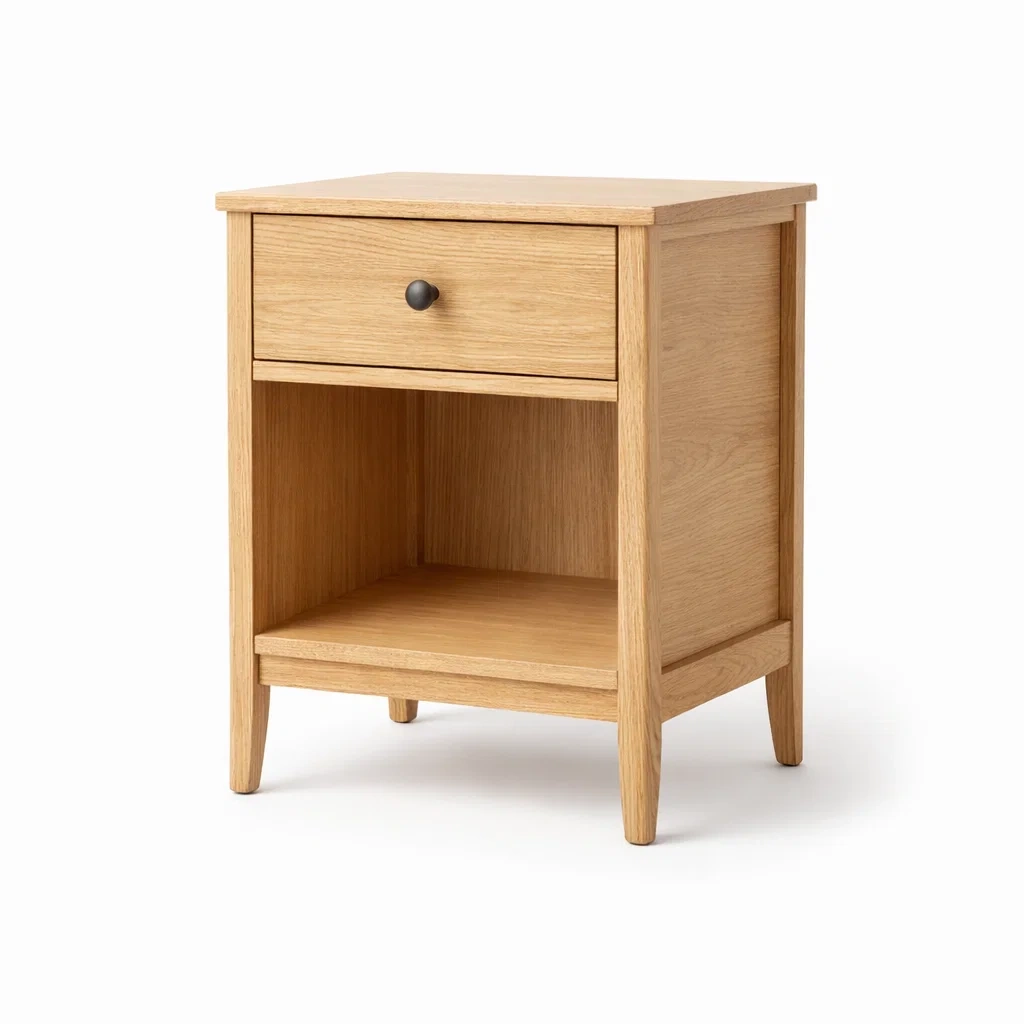 Table de chevet en bois de chêne avec tiroir-DREAMNESTHOME