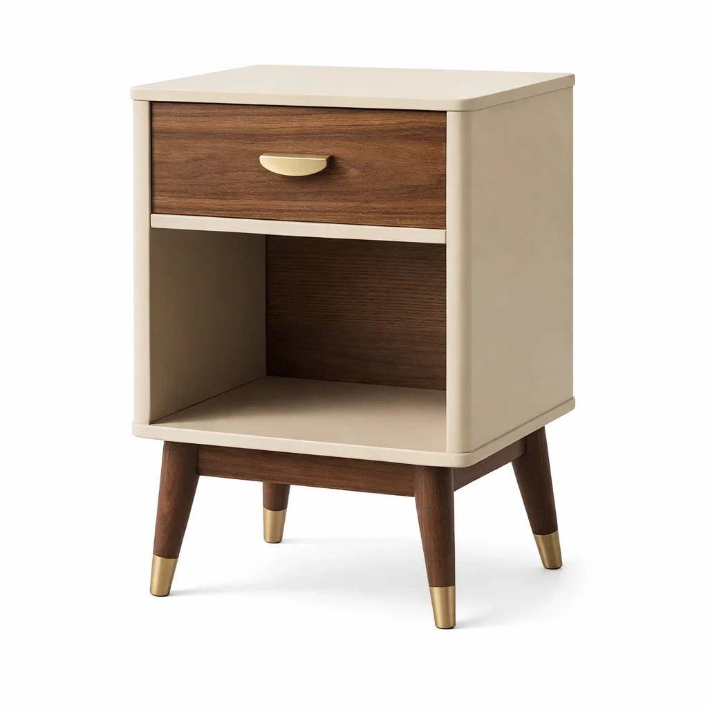 Table de chevet en bois massif et MDF avec tiroir-DREAMNESTLIVING