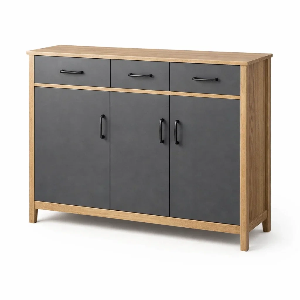 Buffet en bois et métal noir et chêne 120 x 40 x 90 cm-DREAMNESTLIVING