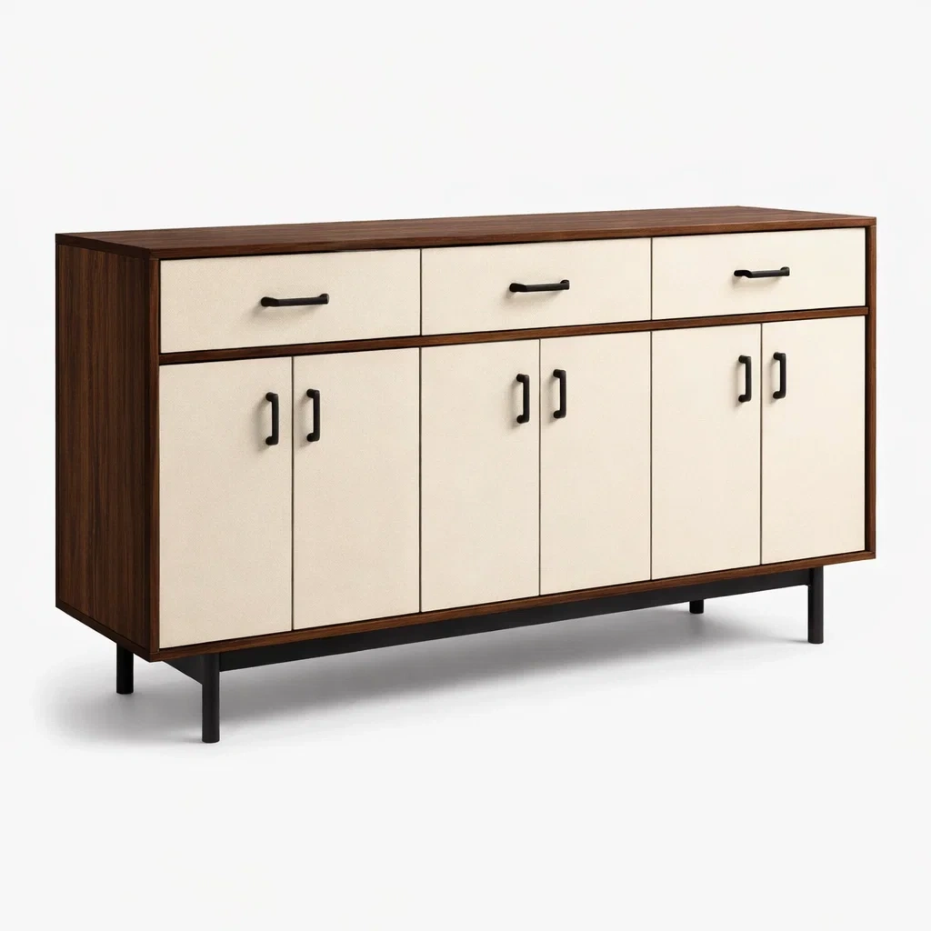 Buffet en bois finition crème 3 tiroirs 6 portes-NESTLUXELIVING