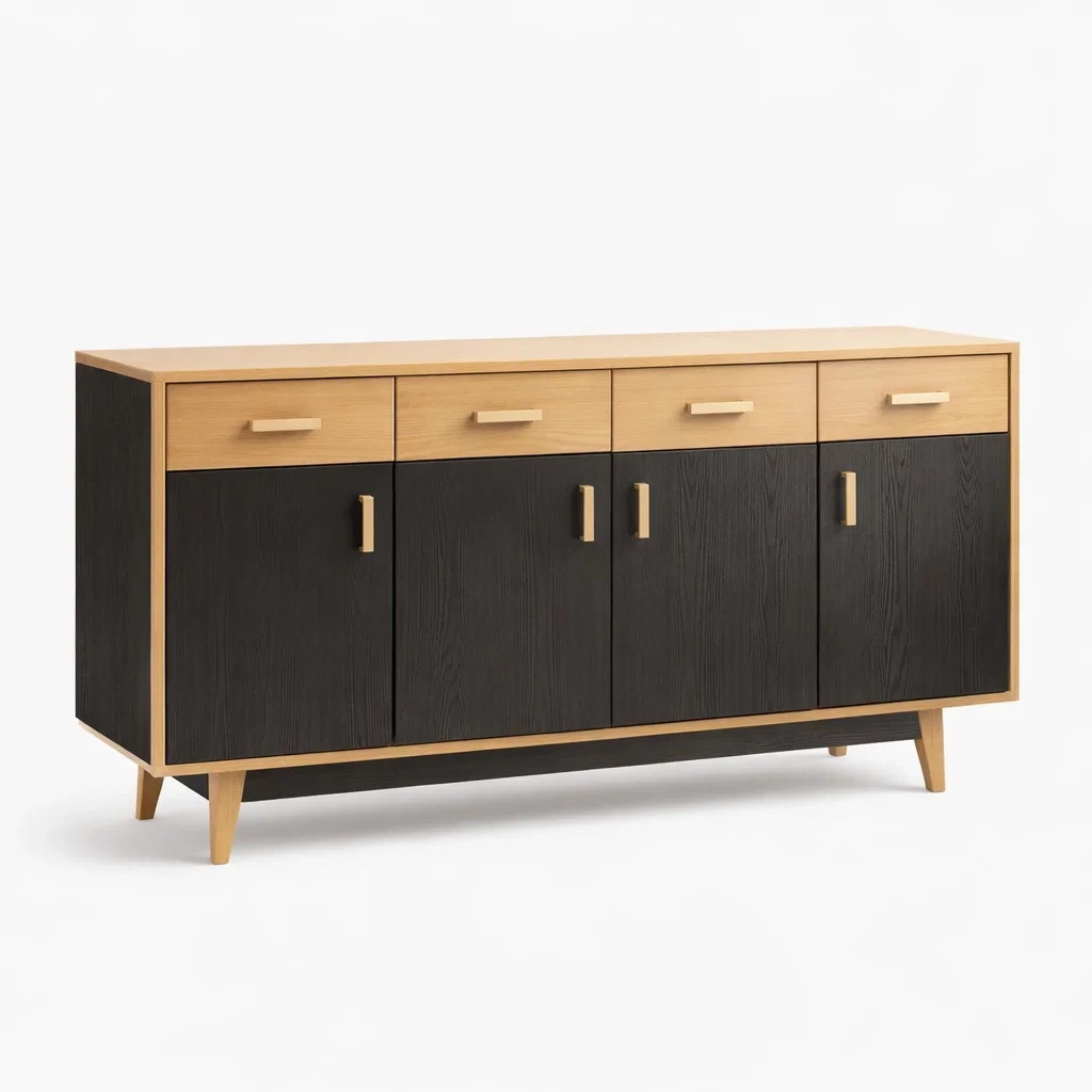 Buffet en bois massif et MDF 4 portes 4 tiroirs-NESTLUXELIVING