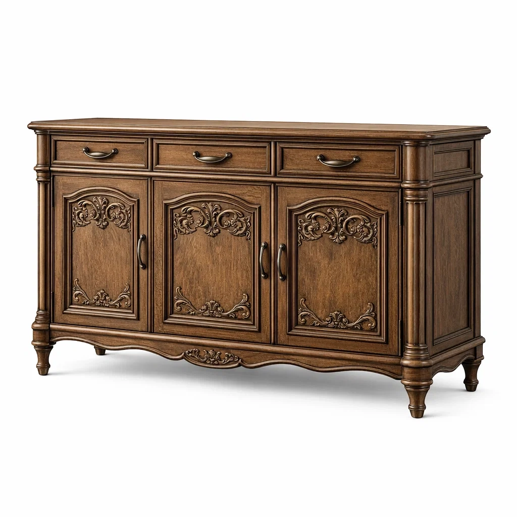 Buffet en bois de chêne sculpté marron 150 x 45 x 90 cm-DREAMNESTLIVING