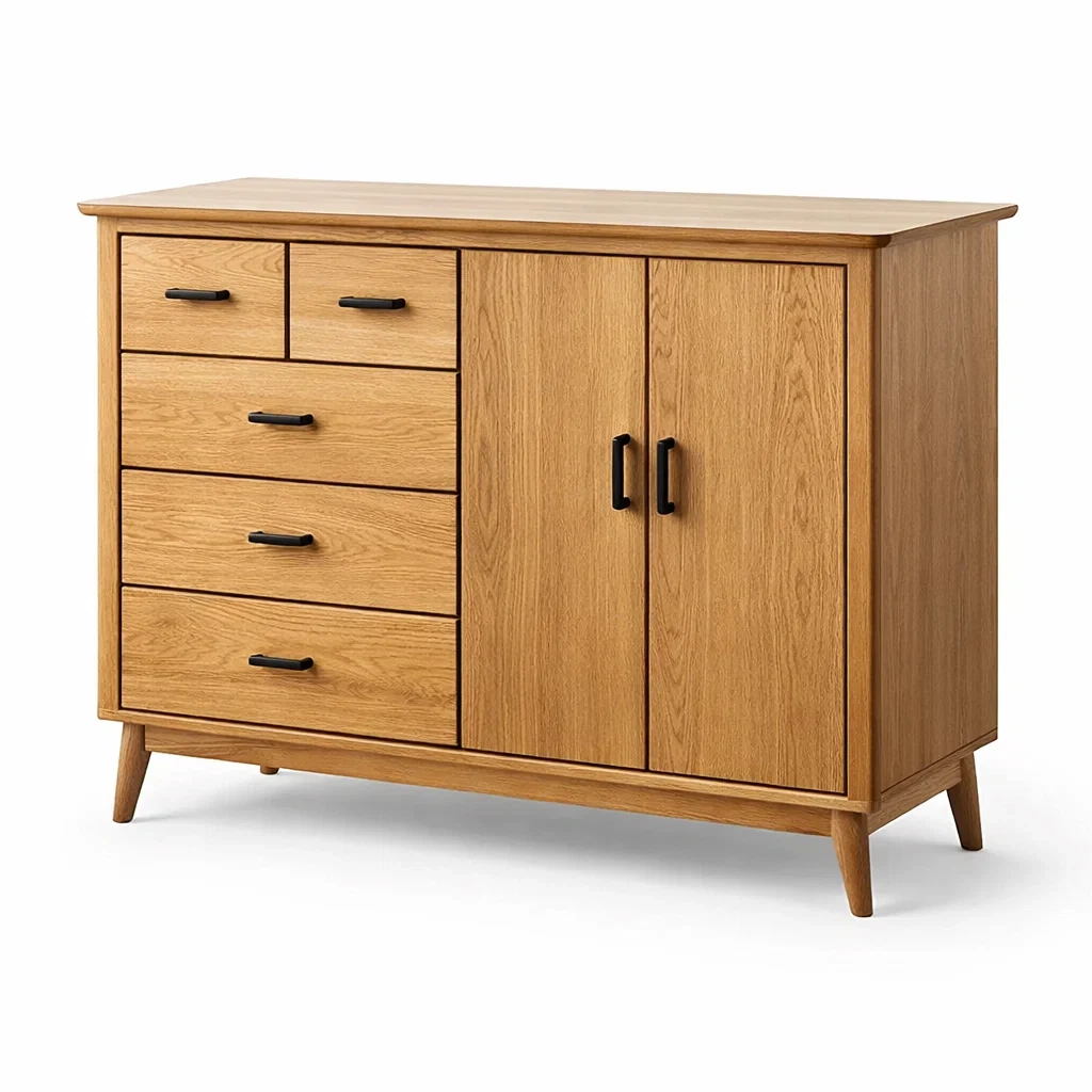 Buffet en bois de chêne avec tiroirs et portes-DREAMNESTLIVING