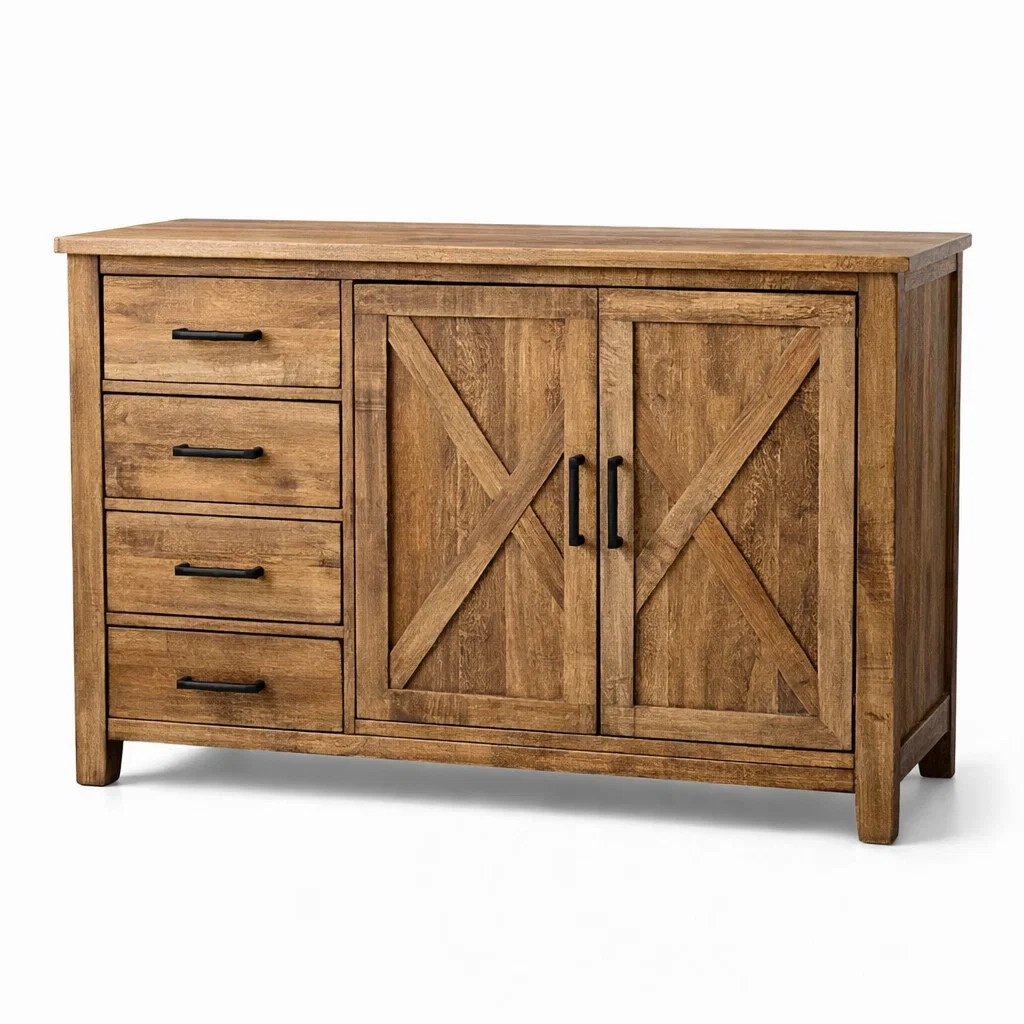 Buffet en chêne massif 4 tiroirs 2 portes-DREAMNESTLIVING
