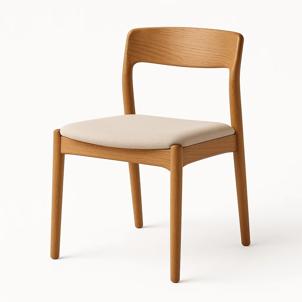 Chaise de salle à manger en bois avec coussin en polyester beige 45 x 50 x 80 cm-DREAMNESTHOME