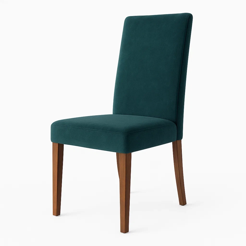 Chaise de salle à manger en bois et tissu vert-DREAMNESTLIVING