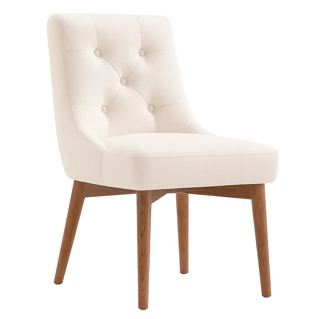 Chaise de salle à manger en tissu beige avec cadre en chêne-DREAMNESTLIVING
